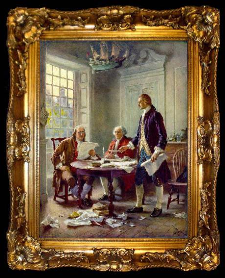 framed  Jean Leon Gerome Ferris Writing the Declaration of Independence, 1776, ta009-2